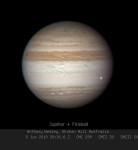 Dopad tělesa do atmosféry Jupiteru 3. června 2010. Autor: Anthony Wesley