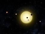 Planetární systém u hvězdy Kepler-11 v představách malíře. Credit: NASA