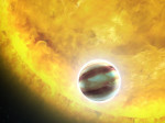 Exoplaneta HAT-P-7 b v představách malíře. Credit: NASA, ESA