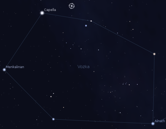 Pozice Epsilon Aurigae v souhvězdí Vozky. Zdroj: Stellarium