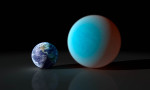 Umělecké srovnání velikosti Země a exoplanety 55 Cnc e. Credit:  NASA/JPL-Caltech/R. Hurt (SSC) 