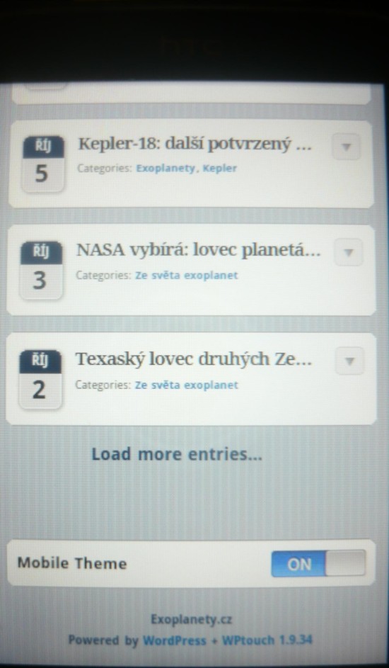 obr2_opt Pod seznam článku je možnost Theme mobile ON / OFF, kterou optimalizovanou verzi vypnete. Foto: Tomáš Němeček
