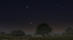 venus-plejady Venuše, Plejády a Jupiter dnes kolem 20:30 nad západním obzorem. Zdroj: Stellarium