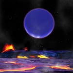 661574main_purple haze2 Kepler-36 c při pohledu z planety "b". Credit: Harvard-Smithsonian Center for Astrophysics/David Aguilar