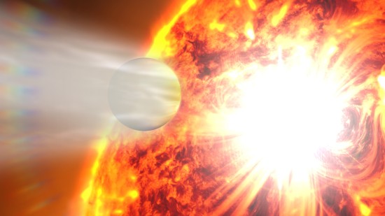 663562main_Evaporating_Exoplanet_Beauty_Small HD 189733 b v představách malíře. Credit: NASA's Goddard Space Flight Center