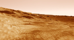 Průlet nad kráterem Gale. Credit: NASA