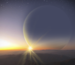 Exoplaneta PH2 b z povrchu hypotetického měsíce. Image Credit: H. Giguere, M. Giguere/Yale University 