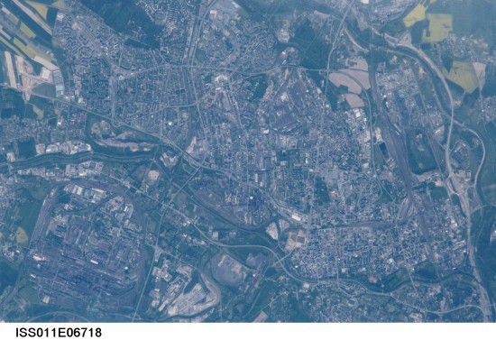 Ostrava z paluby Mezinárodní kosmické stanice. Credit: NASA