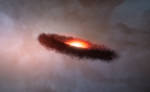 Disk u hnědého trpaslíka v představách malíře. Credit: ALMA (ESO/NAOJ/NRAO)/M. Kornmesser (ESO)