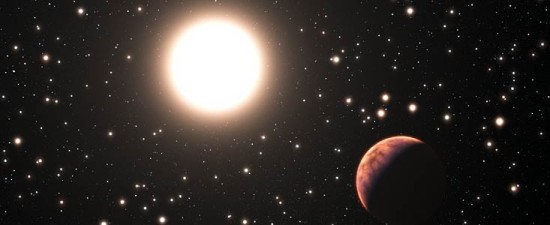 Planeta u hvězdy, která je součástí hvězdokupy v představách malíře. Credit: ESO/L. Calçada