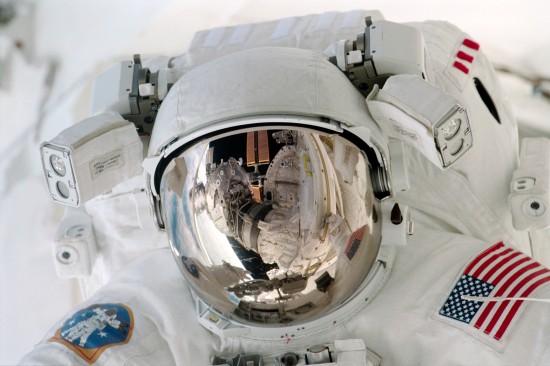 Close views of Paul Richards during an EVA