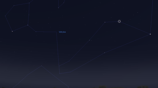 Pozice Eta Ceti v souhvězdí Velryby. Zdroj: Stellarium