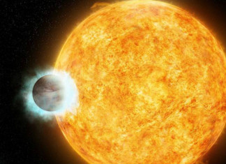 Statistický pohled na atmosféry exoplanet: klíčová je velikost a ne hmotnost Horký jupiter v představách malíře. Credit: NASA