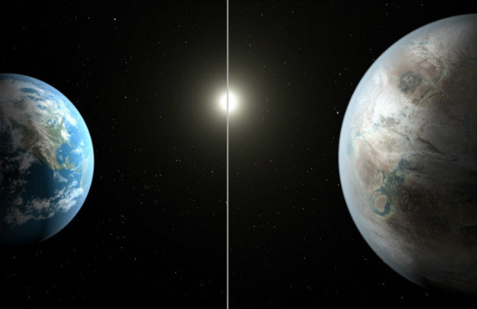 Kepler-452 b versus Země, foto: NASA