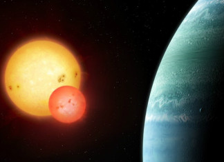 Plodí bludné planety kopance dvou matek? Kepler-453b (kresba), credit: Mark Garlick, markgarlick.com