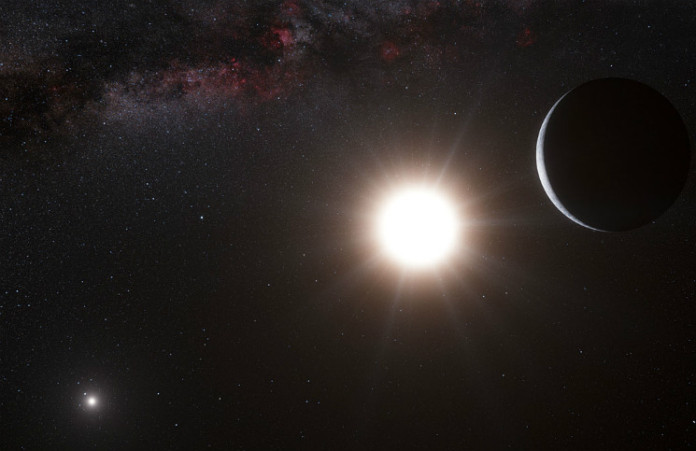 Exoplaneta u trojhvězdy Alfa Centauri v představách malíře. Credit: ESO/L. Calçada