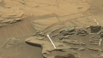 Slavná lžíce na Marsu, kterou vyfotila 30. srpna 2015 Curiosity. Jedná se jen o další kus skály, který vznikl působením větru. Credit: NASA