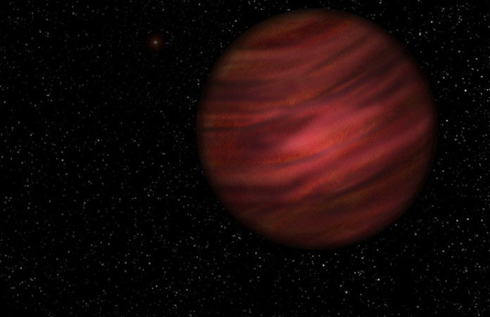 2MASS J2126 v představách malíře. Credit: University of Hertfordshire / Neil Cook.