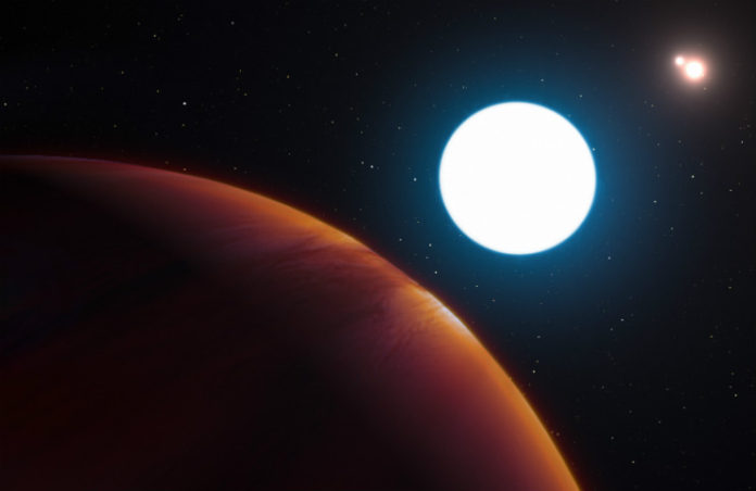 Systém HD131399 v představách malíře. Credit:ESO/L. Calçada
