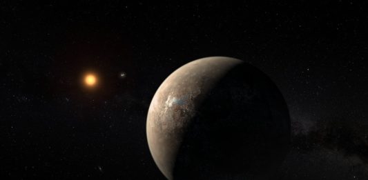 Proxima b v představách malíře. Credit: ESO/M. Kornmesser