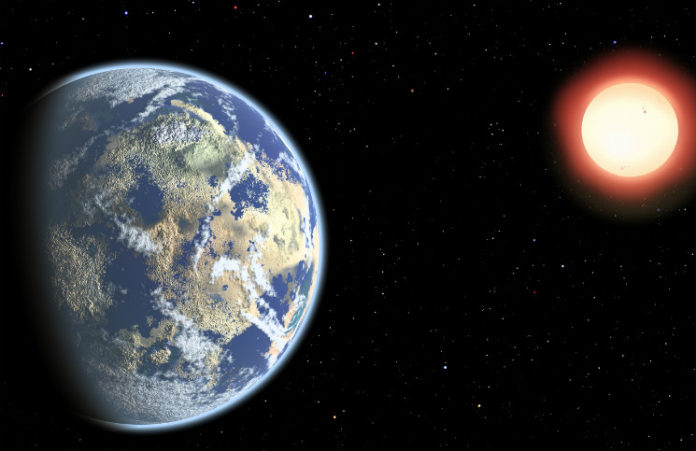Exoplaneta u červeného trpaslíka. Credit: CfA