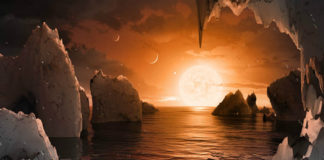 Na exoplanetě u TRAPPIST-1: Jak velké budou ostatní planety na obloze? Credit NASA/JPL-Caltech/T. Pyle (IPAC)