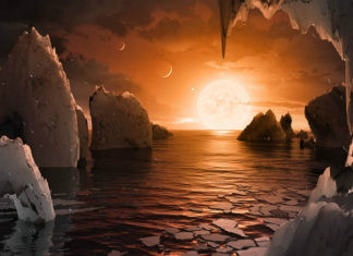 Na exoplanetě u TRAPPIST-1: Jak velké budou ostatní planety na obloze? Credit NASA/JPL-Caltech/T. Pyle (IPAC)