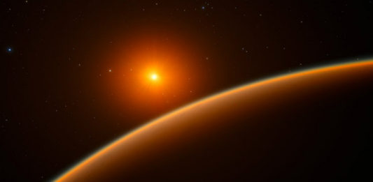 LHS 1140 v představách malíře. Credit: ESO/spaceengine.org, CC BY 4.0