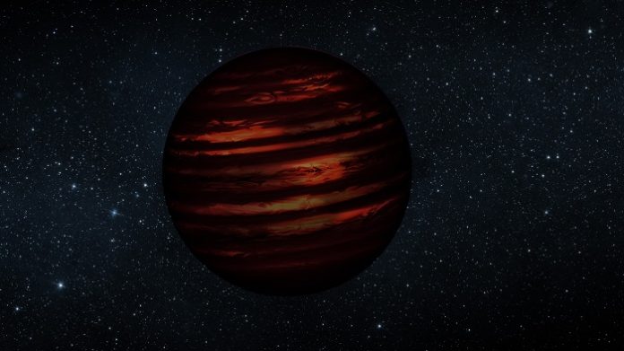 Hnědý trpaslík. Credit: NASA/JPL, slightly modified by Jonathan Gagné.