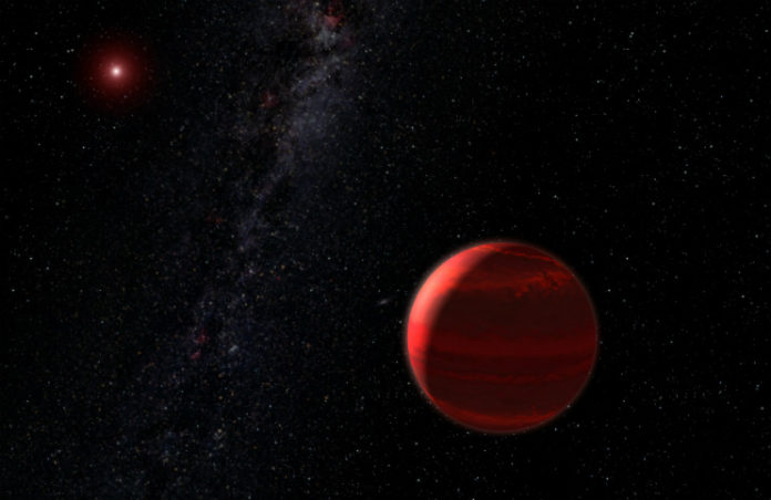 Exoplaneta u červeného trpaslíka. Credit: NASA, ESA and G. Bacon (STScI)