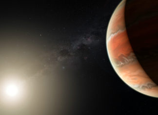 Pootevřené dveře do světa exoplanet: Chladní jupiteři jsou 8krát běžnější než ti horcí Horký jupiter WASP-19b v představách malíře. Credit: ESO/M. Kornmesser