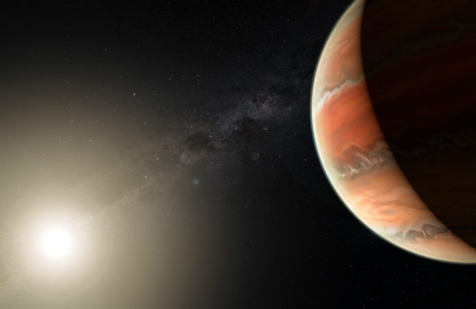 Horký jupiter WASP-19b v představách malíře. Credit: ESO/M. Kornmesser