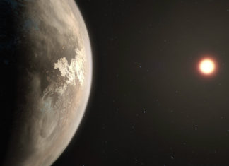 Ross 128 b: Velmi blízká exoplaneta podobná Zemi s klidnou matkou Ross 128 b. Credit: ESO/M. Kornmesser
