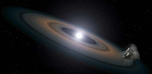 Disk a asteroid u bílého trpaslíka. Credit: Foto: ESA/Hubble, Wikipedia, CC BY 4.0