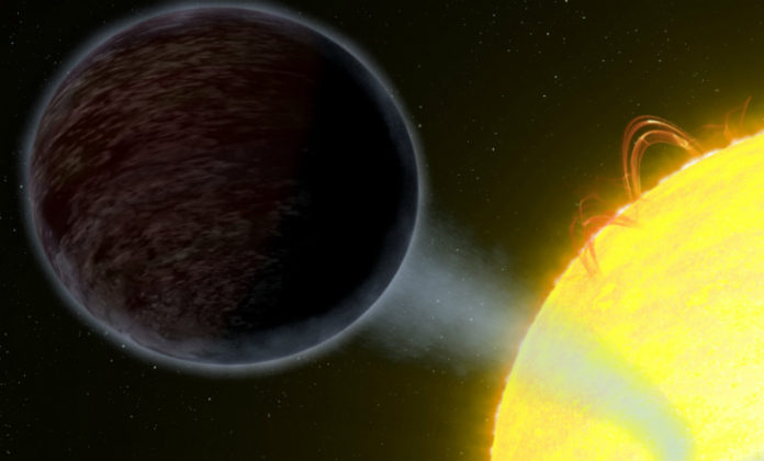 Temná exoplaneta. Credits: NASA, ESA, and G. Bacon (STScI)