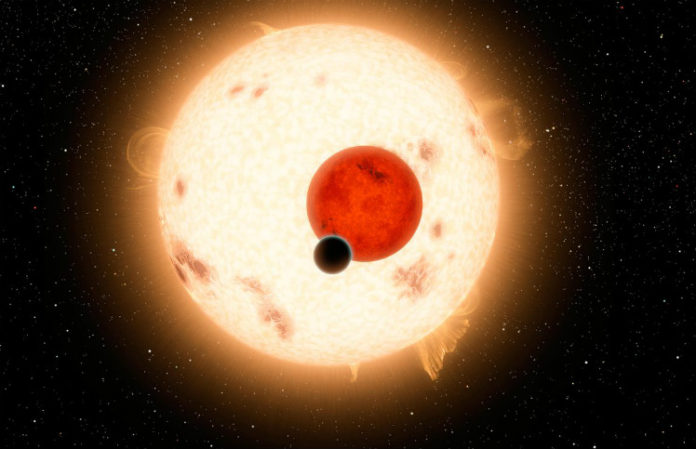 Kepler-16 v představách malíře. Credit: NASA, Caltech