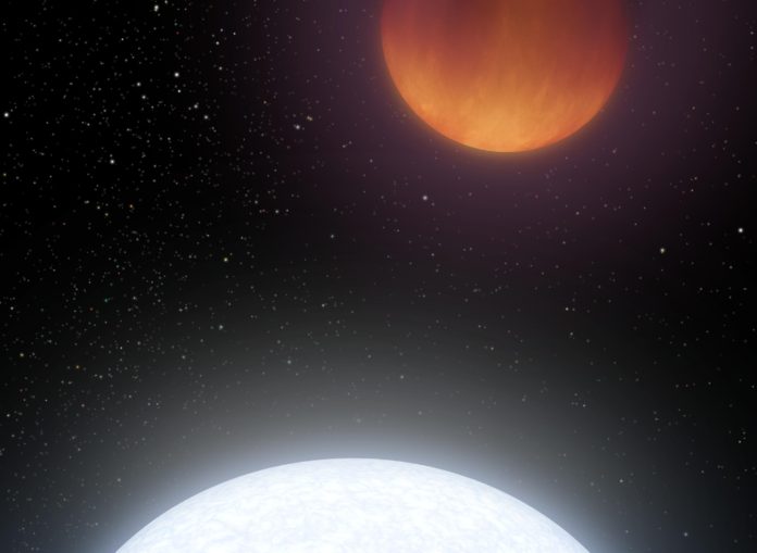 Ultra-horký jupiter. Credit: NASA, JPL and Caltech