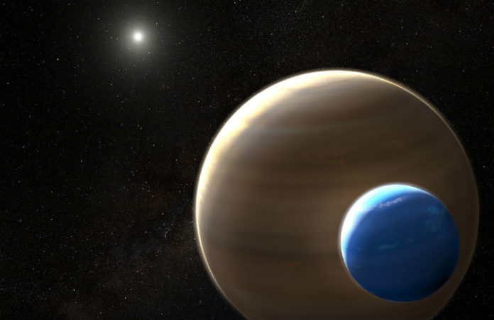 Kepler-1625 I v představách malíře. NASA/ESA/L. Hustak