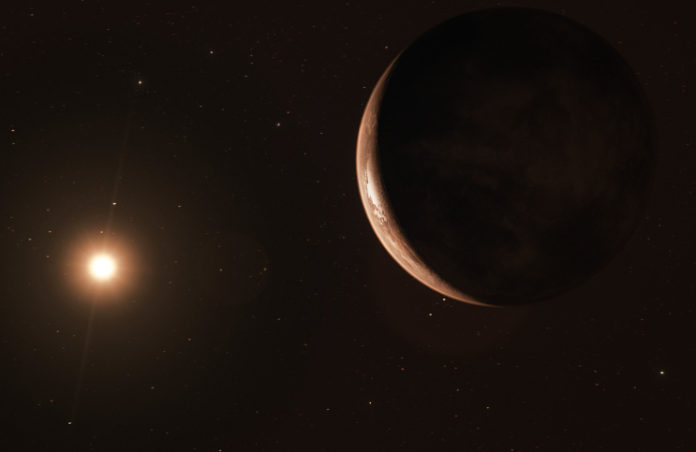 Exoplaneta u Barnardovy hvězdy. Credit: ESO/M. Kornmesser