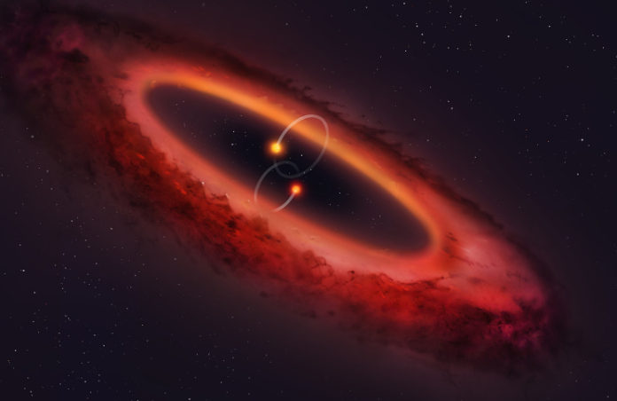 Polární protoplanetární disk. Credit: University of Warwick/Mark Garlick.