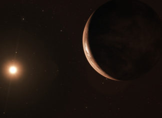 Okolo nejjasnějšího červeného trpaslíka severní polokoule obíhá teplá super-země Super-země (kresba) Credit: ESO/M. Kornmesser