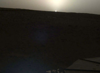 Východ a západ Slunce na Marsu kamerou sondy InSight Západ Slunce na Marsu. Credits: NASA/JPL-Caltech