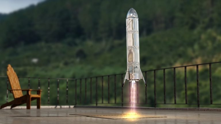 Starship doma! Fanouškovi kosmonautiky přistává na dvorku model Muskovy lodě. Nebo je to jinak?