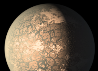 Klima na „uzamčených“ exoplanetách může zachránit oceán. Co když mu do toho ale vleze kontinent? Chladná planeta s vázanou rotací. Foto: NASA/JPL-Caltech